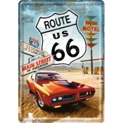 Nostalgic-Art Blechpostkarte Route 66 - Red Car