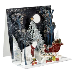 Pop-up Karte "Winterwald mit Schlitten" von Pictura