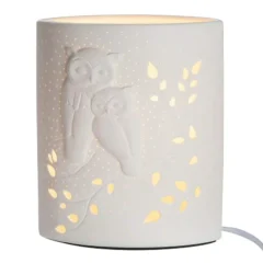 Tischleuchte "Eulen" aus Porzellan