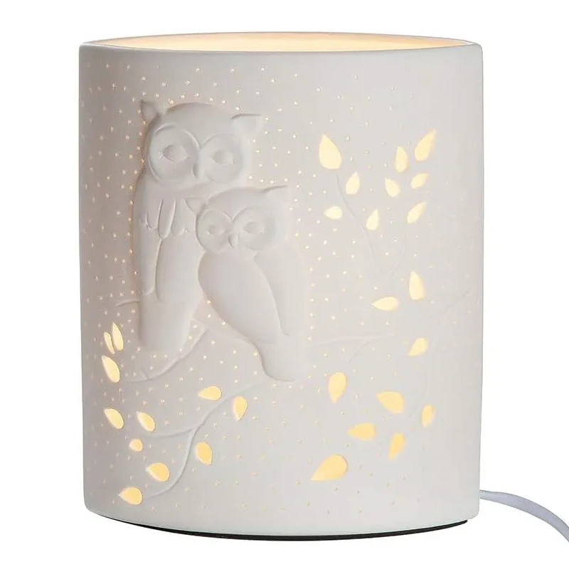 Tischleuchte "Eulen" aus Porzellan