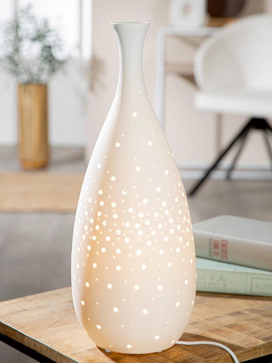 Tischleuchte "Galaxy" schmal, aus Porzellan Mood