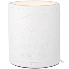 Tischleuchte "Zuhause" aus Porzellan