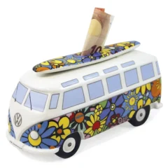VW T1 Bulli Spardose "Blumen" mit Surfbrett