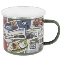 VW T1 Bus Emaille Tasse "Stamps"