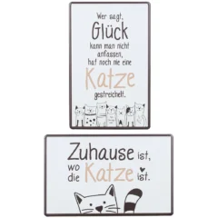 Blechschild "Katzenbande" mit Spruch, 30x19 cm