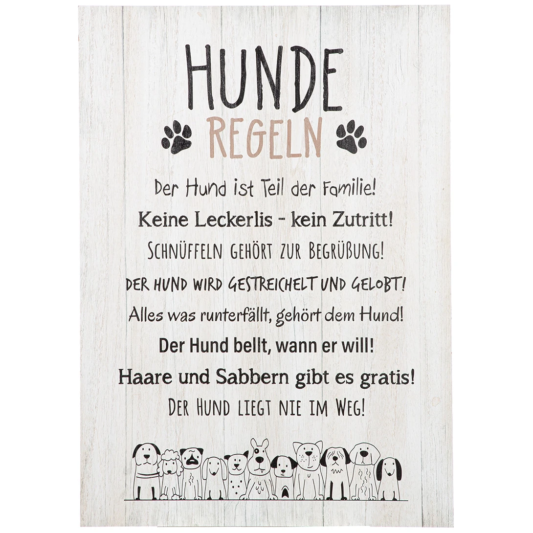 Schild "Hunderegeln" mit Hundmotiv, 50x36 cm