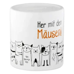 Spardose "Katzenbande" mit Spruch