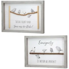 Steinbild „Vogelparade“ mit Spruch