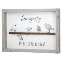 Steinbild „Vogelparade“ mit Spruch