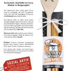 Kochlöffel „Currywurst“ mit Curry Madras im Reagenzglas