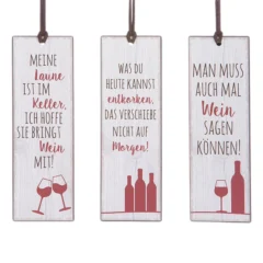 Hänger "Wein" mit Spruch, aus Metall