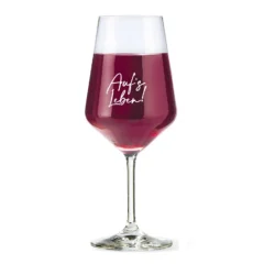 Weinglas mit Spruch „Auf's Leben!“