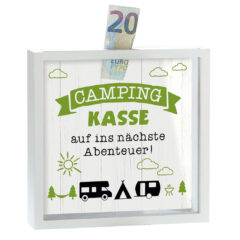 Spardose "Campingkasse" mit Glasfront