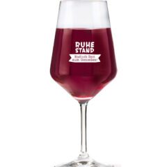 Weinglas mit Spruch „Ruhestand“