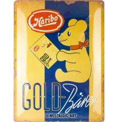 Nostalgic-Art Blechschild HARIBO Goldbären Vintage Gold, 30 x 40 cm
