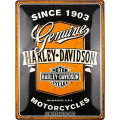 Nostalgic-Art Blechschild Harley-Davidson Genuine Motorcycles Ribbon, 30 x 40 cm