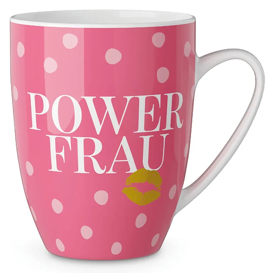 Geschenk für Dich - Becher "Powerfrau"- Kussmund