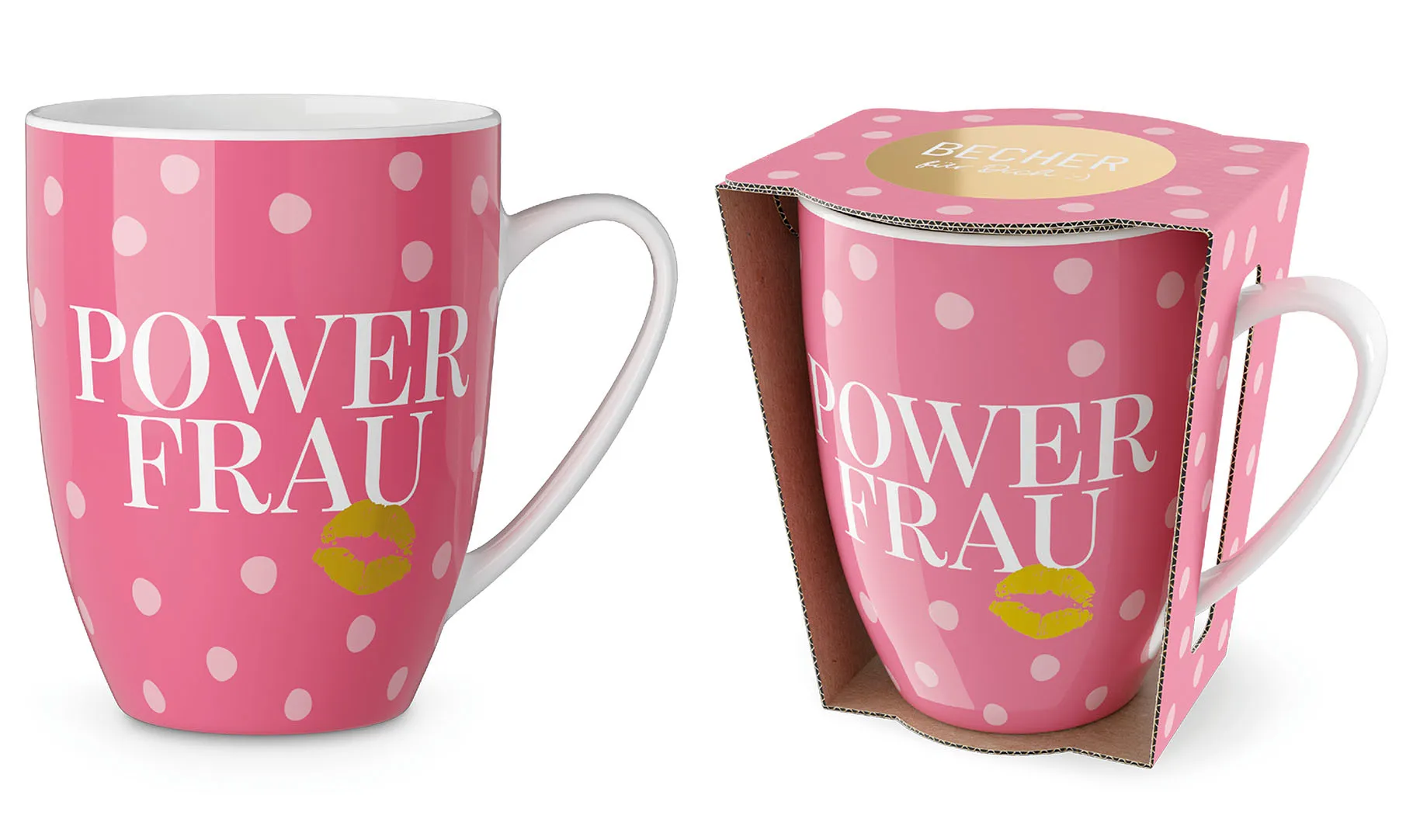 Geschenk für Dich - Becher "Powerfrau"- Kussmund