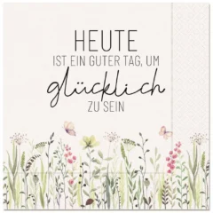 Geschenk für Dich - Servietten "Wiese" - Heute ist ein guter Tag, 33x33cm