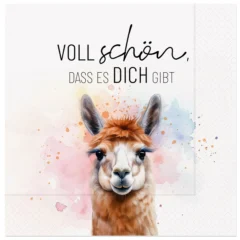 Geschenk für Dich - Servietten "Lama" - Voll schön, dass es Dich gibt, 33x33cm