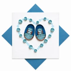 Handgefertigte Grußkarte „Babyschühchen Junge" von Papierfiligran