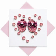 Handgefertigte Grußkarte „Babyschühchen Mädchen" von Papierfiligran