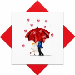 Handgefertigte Grußkarte „Herzen-Regen" von Papierfiligran