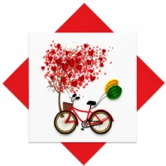 Handgefertigte Grußkarte „Liebes-Fahrrad" von Papierfiligran