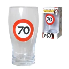 Bierglas zum 70. Geburtstag "Verkehrsschild"