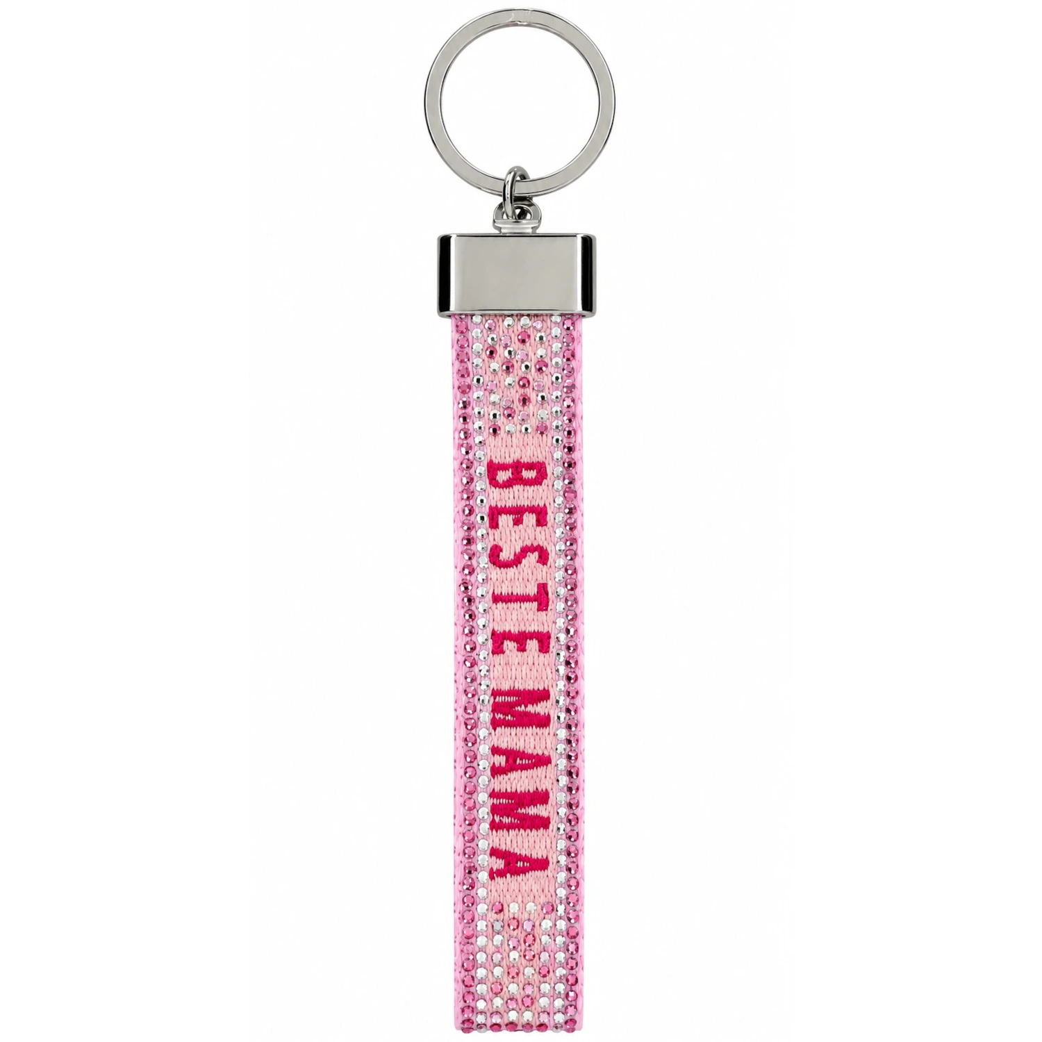 Canvas-Schlüsselanhänger „Beste Mama" mit Glitzersteinchen
