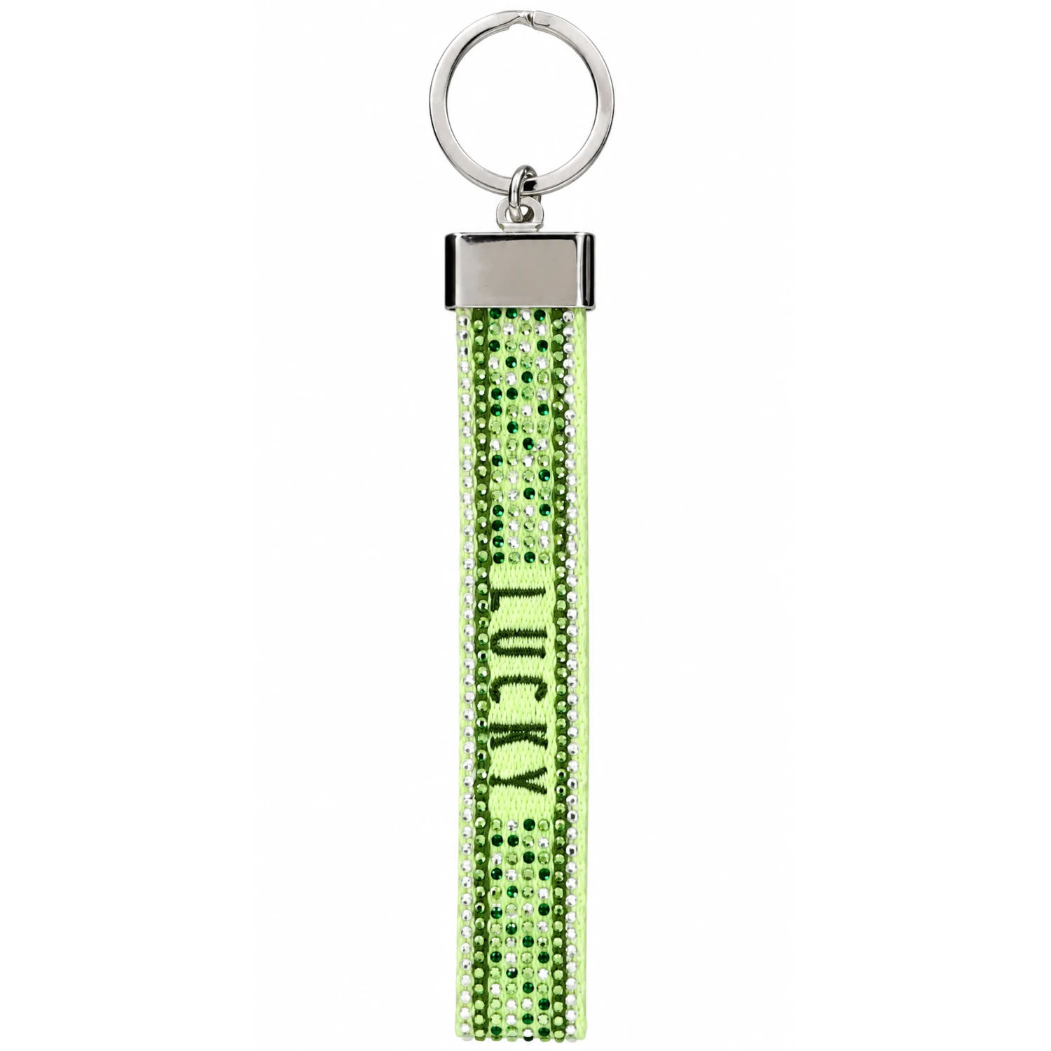 Canvas-Schlüsselanhänger „Lucky" mit Glitzersteinchen