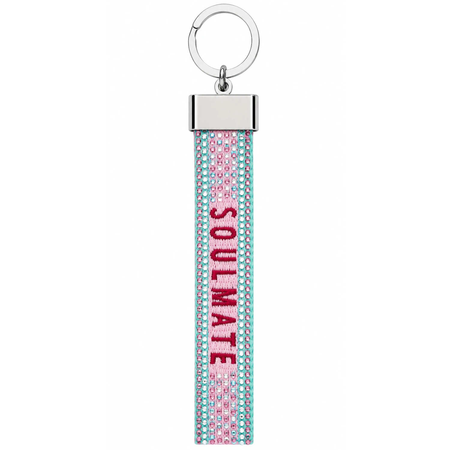 Canvas-Schlüsselanhänger "Soulmate" mit Glitzersteinchen