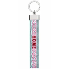 Canvas-Schlüsselanhänger "Home" mit Glitzersteinchen