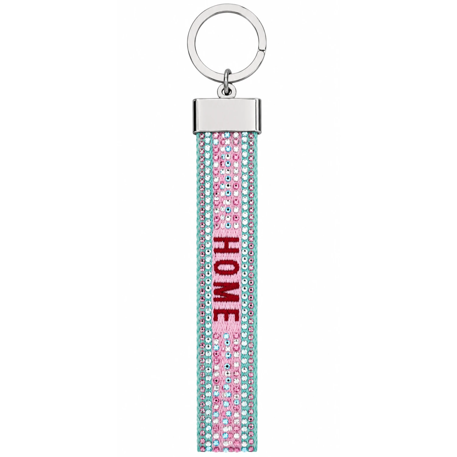 Canvas-Schlüsselanhänger "Home" mit Glitzersteinchen