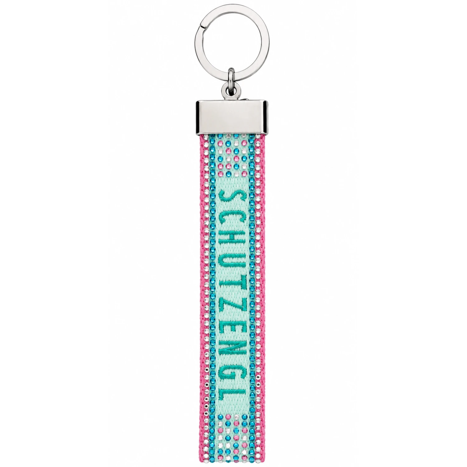 Canvas-Schlüsselanhänger "Schutzengel" mit Glitzersteinchen
