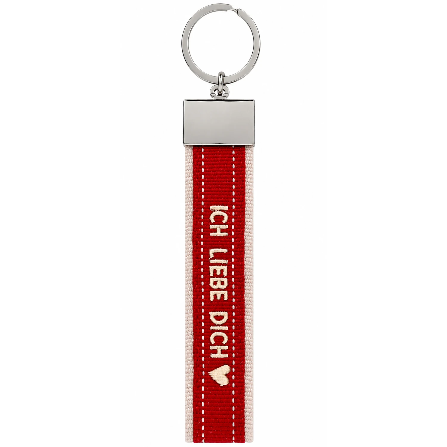Canvas-Schlüsselanhänger „Ich liebe dich" mit Herzmotiv