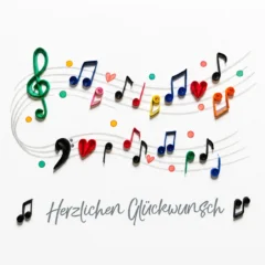 Handgefertigte Grußkarte „Musikalische Wünsche" von Papierfiligran