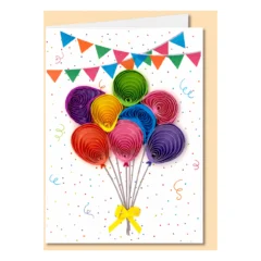 Handgefertigte Mini-Grußkarte „Luftballons" von Papierfiligran