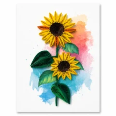 Handgefertigte Mini-Grußkarte „Sonnenblume" von Papierfiligran
