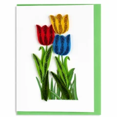 Handgefertigte Mini-Grußkarte „Tulpen" von Papierfiligran